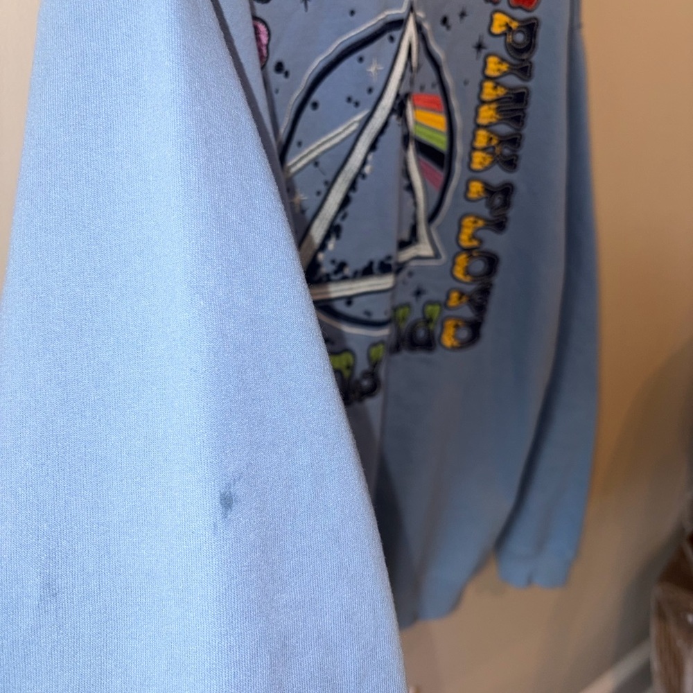 Pink Floyd Crewneck Sweatshirt Blue Graphic Prism Rainbow Size L Unisex fit - Picture 4 of 5